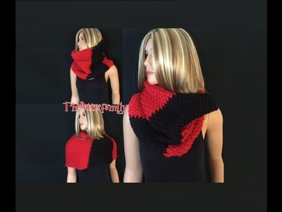 How to Knit a UNISEX Diagonal Stitch Cowl. Neck Warmer Pattern #145│by ThePatterFamily
