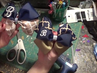 How to make a bow tie stack hair bow with uniform colors and monogramming-Part two