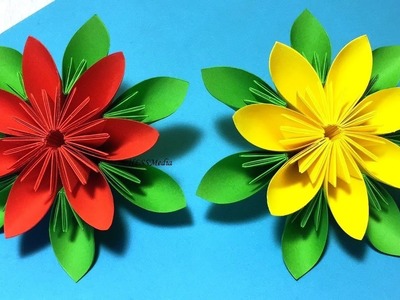 How to make an easy origami paper flower - Paper flower folding step by step