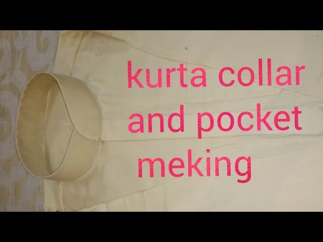 Kurta collar and pocket cutting and stitching