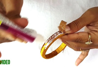 Making of easy Silk Thread Stone Side Bangles using Stone Lace at home