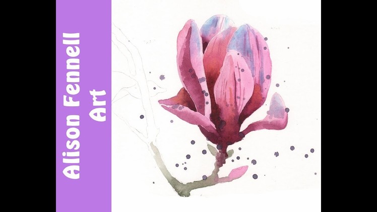 Paint a simple magnolia in watercolor