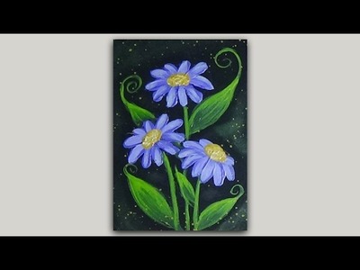 Painting Whimsical Purple Flowers Miniature Painting