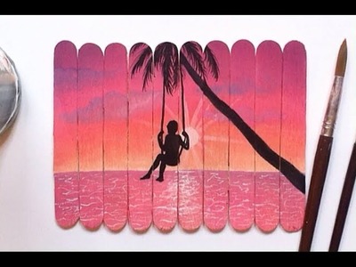 Paradise painting on popsicle sticks