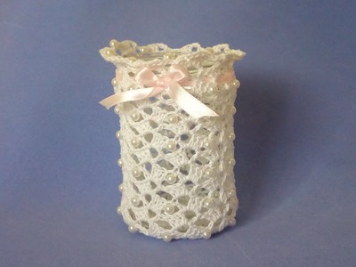 Portacandela all'Uncinetto Tutorial - Candle Holder Crochet Jar Cover - Portavelas al Crochet