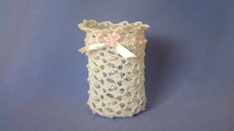 Portacandela all'Uncinetto Tutorial - Candle Holder Crochet Jar Cover - Portavelas al Crochet