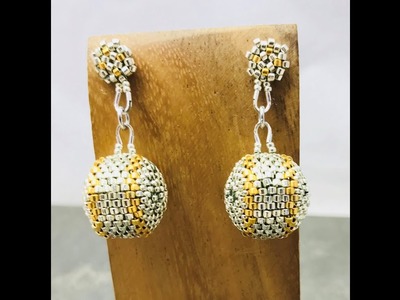 Silver & Gold beaded bead & post earrings