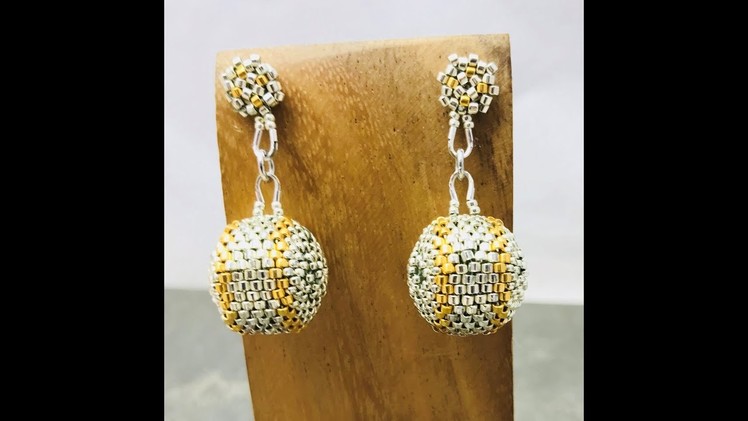 Silver & Gold beaded bead & post earrings