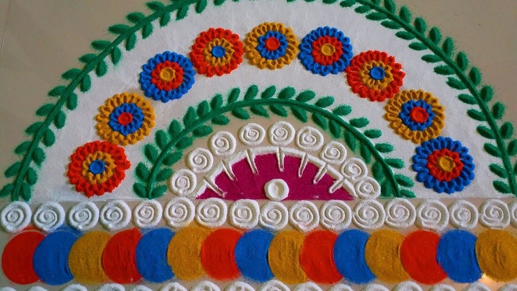 Super easy half circle rangoli design by DEEPIKA PANT