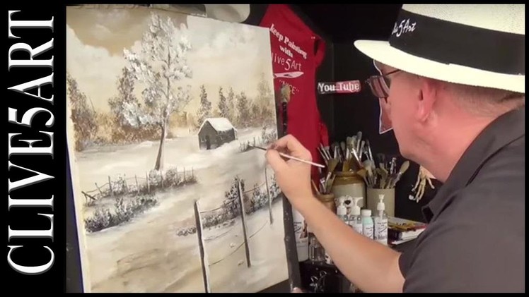 Winter Cabin | Bob Ross style | You Can Paint Along | Acrylic painting