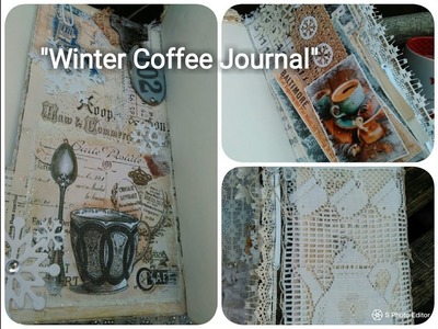 "Winter Coffee" Evadori style sparkle journal.SOLD