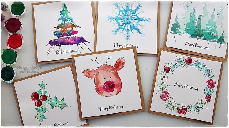6 NEW Watercolor Christmas Card Ideas for Beginners ♡ Maremi's Small Art ♡