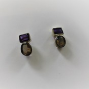 .925 silver  Amethyst with Smoky Quartz Infinity Earrings