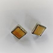 .925 Silver Square Citrine Stud Earrings (Yellow - Yellow), Women's