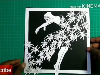 BEAUTIFUL GIRL| PAPER CUTTING ART | how to make beautiful girl with frame by knife pen. RAINBOW ART
