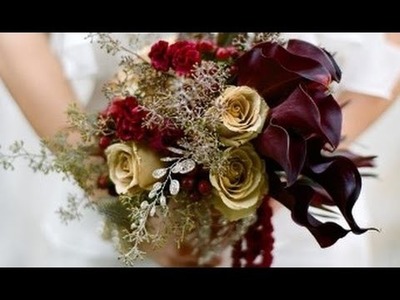 Burgundy And Gold Wedding Bouquet