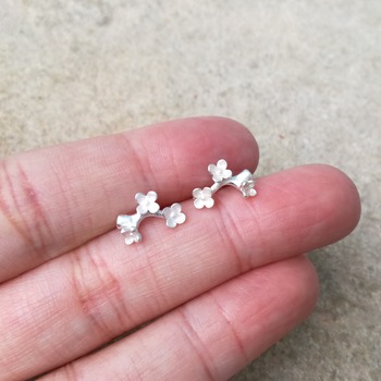 Cherry flowers dainty earrings, 925 sterling silver earrings, cherry pink blossoms stud earrings, dainty earrings, minimalist jewelry