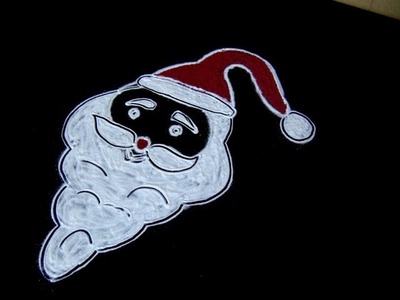 Christmas Rangoli Santa with 5 to 3 interlaced dots | Simple and easy dotted rangoli for Christmas