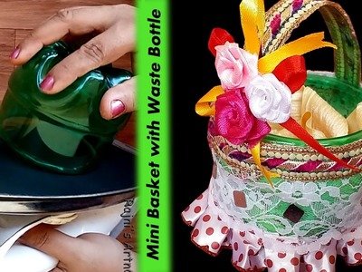 Creative Ideas-Art and Crafts -How to make Beautiful Mini Basket with Waste Bottle