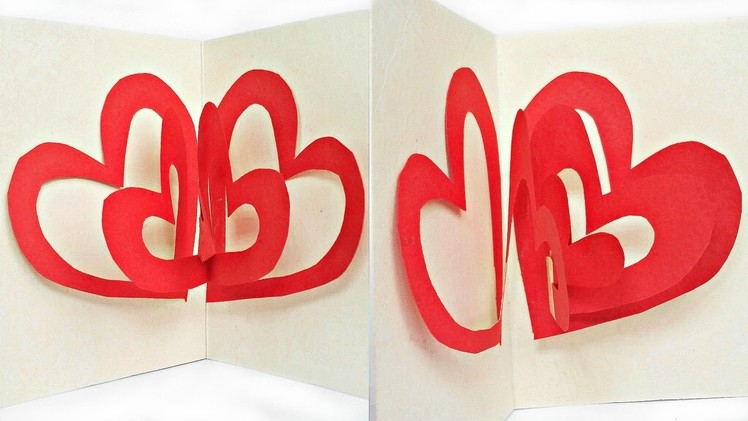 DIY 3D Heart Valentine’s Day pop up Card Surprise Pix. Valentine heart love for beginners