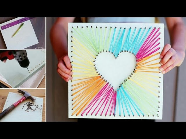 DIY | Valentine Hand-made  String Heart Card | Super Easy And Quick | Valentines IDEA February 2017