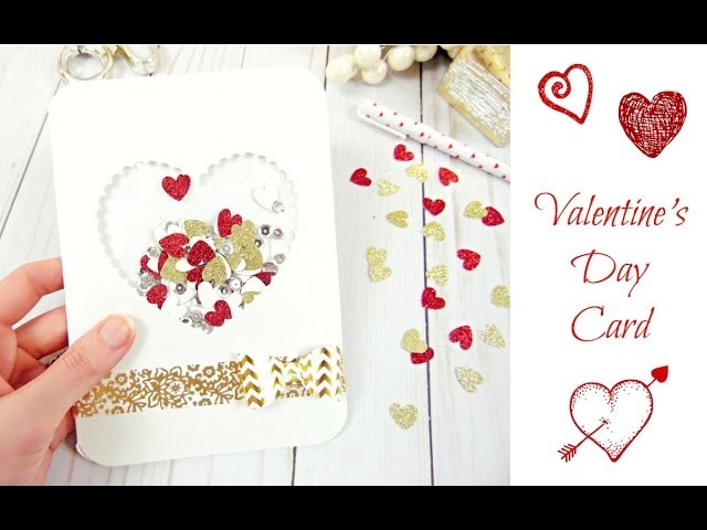 DIY Valentine's Day Confetti Card- Paper Crafting- Card Making