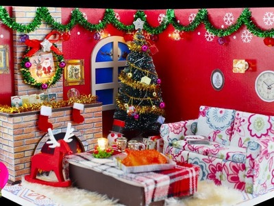 Doll Christmas Room, DIY Miniature Dollhouse Kit With Working Lights