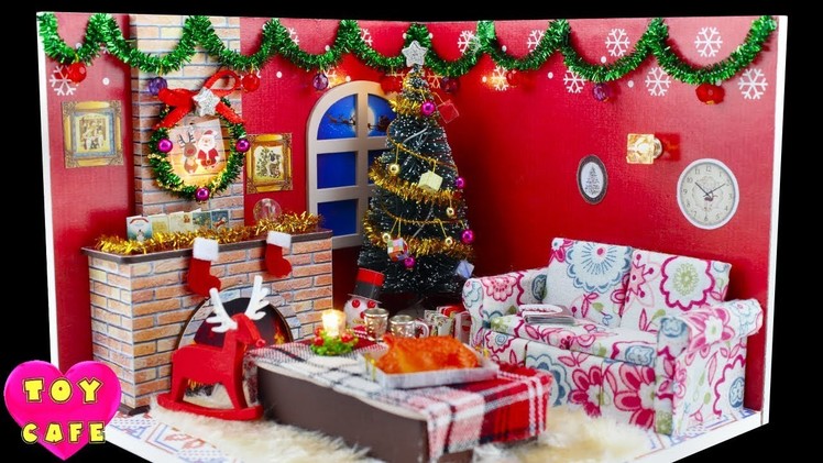 Doll Christmas Room, DIY Miniature Dollhouse Kit With Working Lights