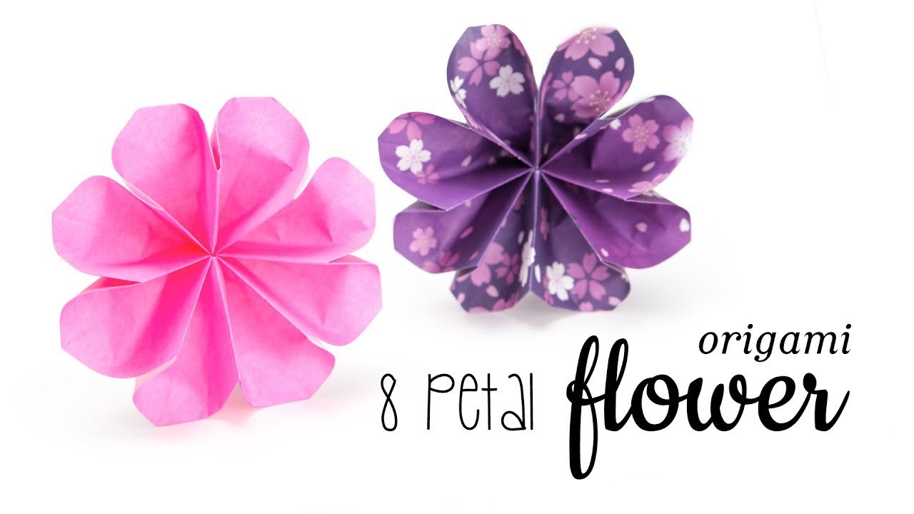 Easy Origami Flower Tutorial 8 Petals Paper Kawaii