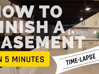 FINISHING A BASEMENT in 5 MINUTES - Time Lapse Construction