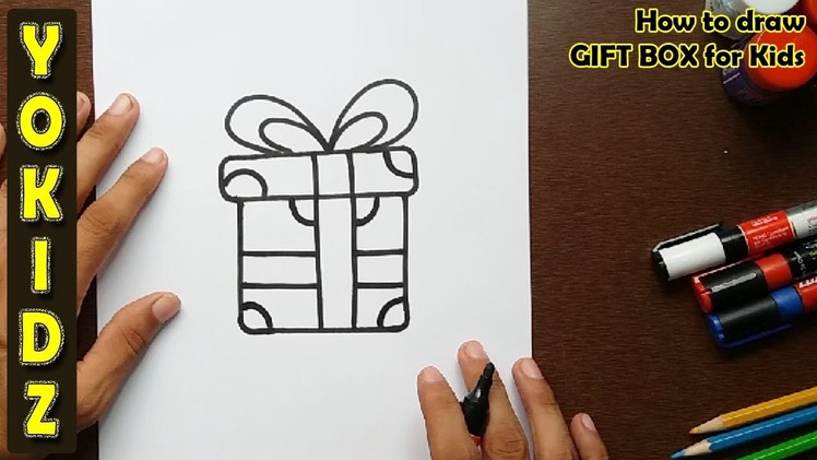 How to draw GIFT BOX for kids