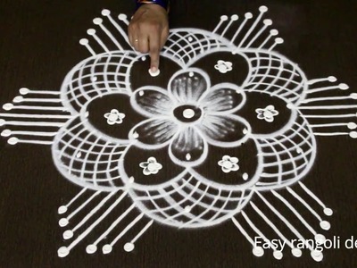 How to draw latest friday rangoli designs with dots # simple muggulu # easy kolam # rangavalli