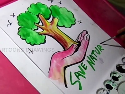 How to Draw Save Trees and Save Nature Drawing for Kids
