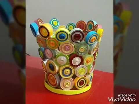 How To Make A Flower Vase With Paper- Quilling Paper made vase.