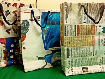 How to make a paper bag : DIY  from old newspapers : Recycle Paper