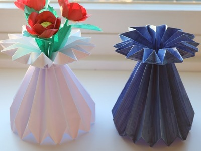 How To Make  A Paper Flower Vase -  DIY Simple Paper Craft