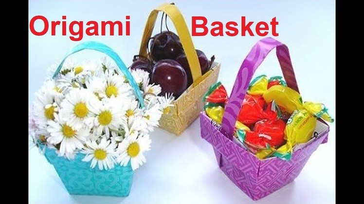 How to make an Origami Basket।Origami Flower Basket।Origami Easter Basket।Paper tutorials।।