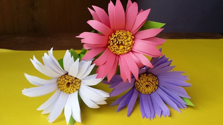 How To Make Aster Flower With Colour Paper !!!!