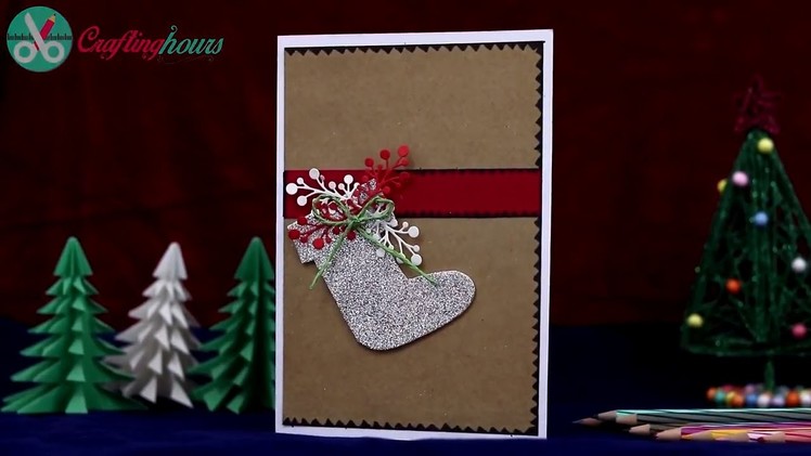 How to Make Christmas Card with Christmas Tree and Christmas Stocking