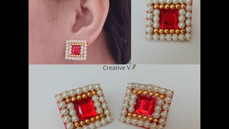 How to make Paper Stud Earrings | Earrings made out of paper | DIY. Design 1
