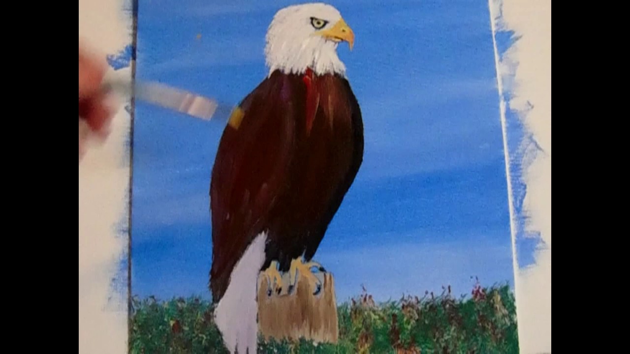 How to paint an Easy EAGLE,  Acrylic Painting for Beginners Lesson 3 Feathers and Finished.
