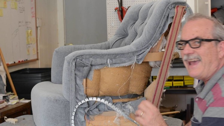 How to upholster: Outside Back of a  Tufted Tub Chair