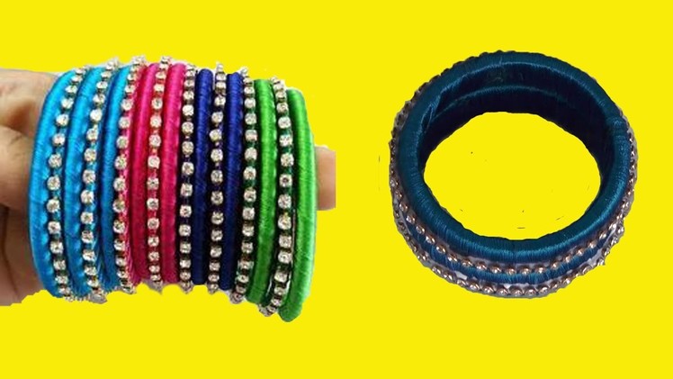 New Designer Silk Treads Pearls Checker Models Bangles Making at Home * DIY Decorative Bangles Set