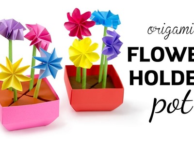 Origami Flower Pot ❁ Stem Holder & Flowers ❁ Paper Kawaii