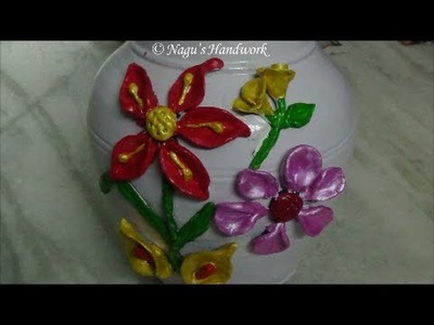 Pot Painting-Pot Painting using MSeal-Pot Painting with Fabric Paint by Nagu's Handwork
