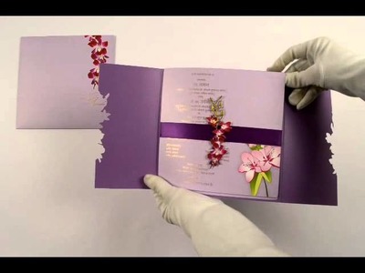 RP0075, Purple Color, Shimmery Finish Paper, Laser Cut Cards, Designer Multifaith Invitations