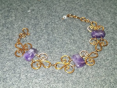 Simple wire bracelet with amethyst - How to make wire jewelry 180
