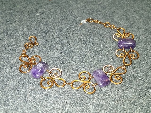 Simple wire bracelet with amethyst - How to make wire jewelry 180