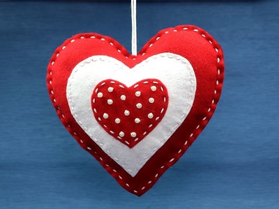 Valentine Crafts: DIY Valentine Decoration Ideas, Felt Heart Hangings