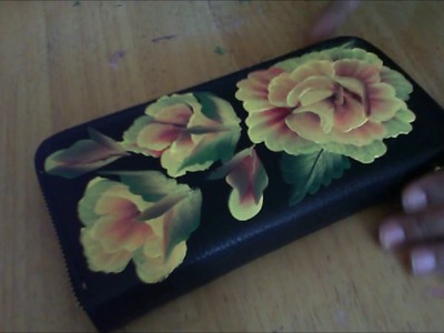 Acrylic Painting- One Stroke Technique, Decorative Art Customize Purse With One Stroke Rose Bunch